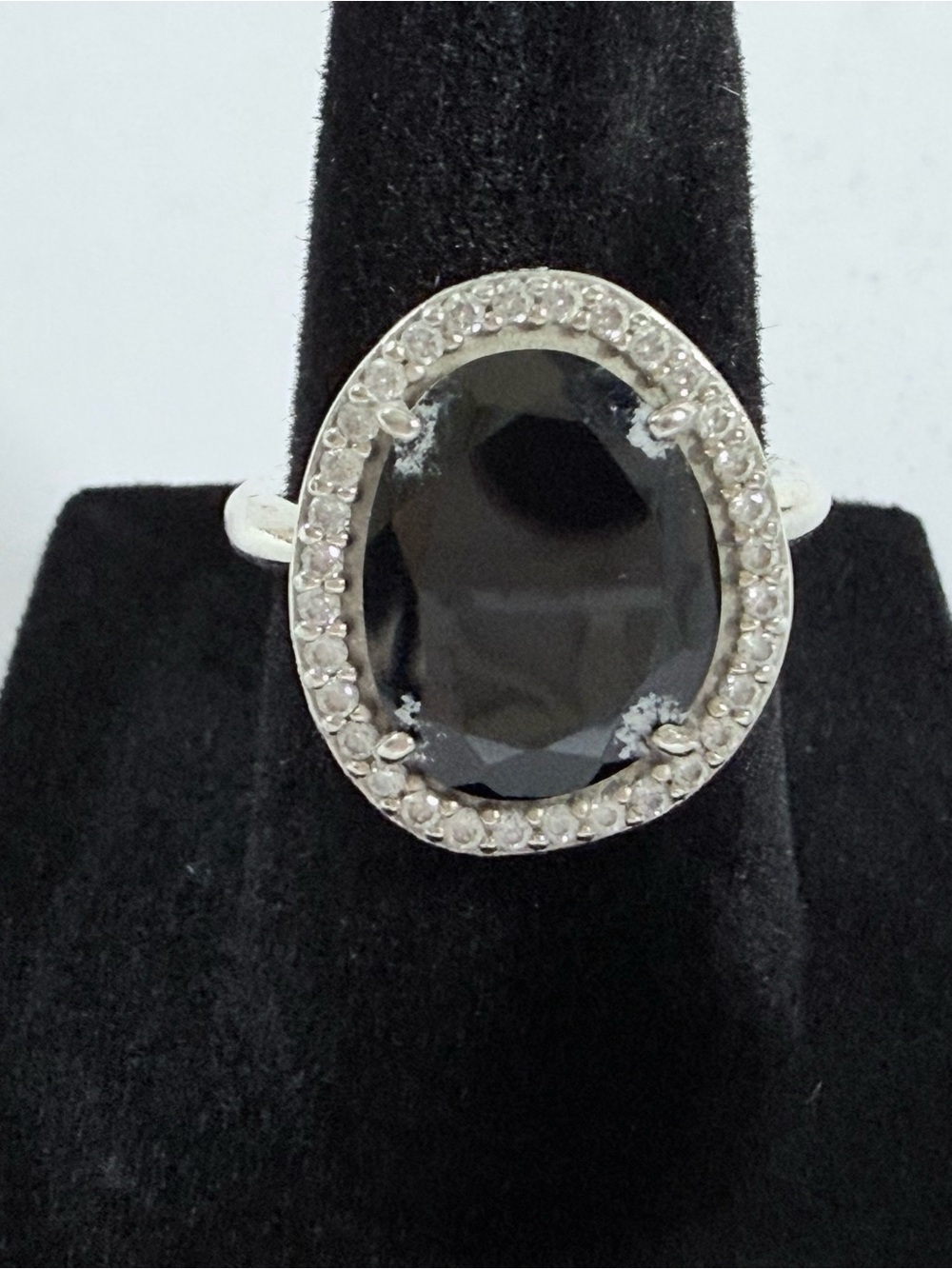 Pandora Size 6 Sterling Silver 925 Black Crystal Halo Ring CZ - Picture 5 of 6